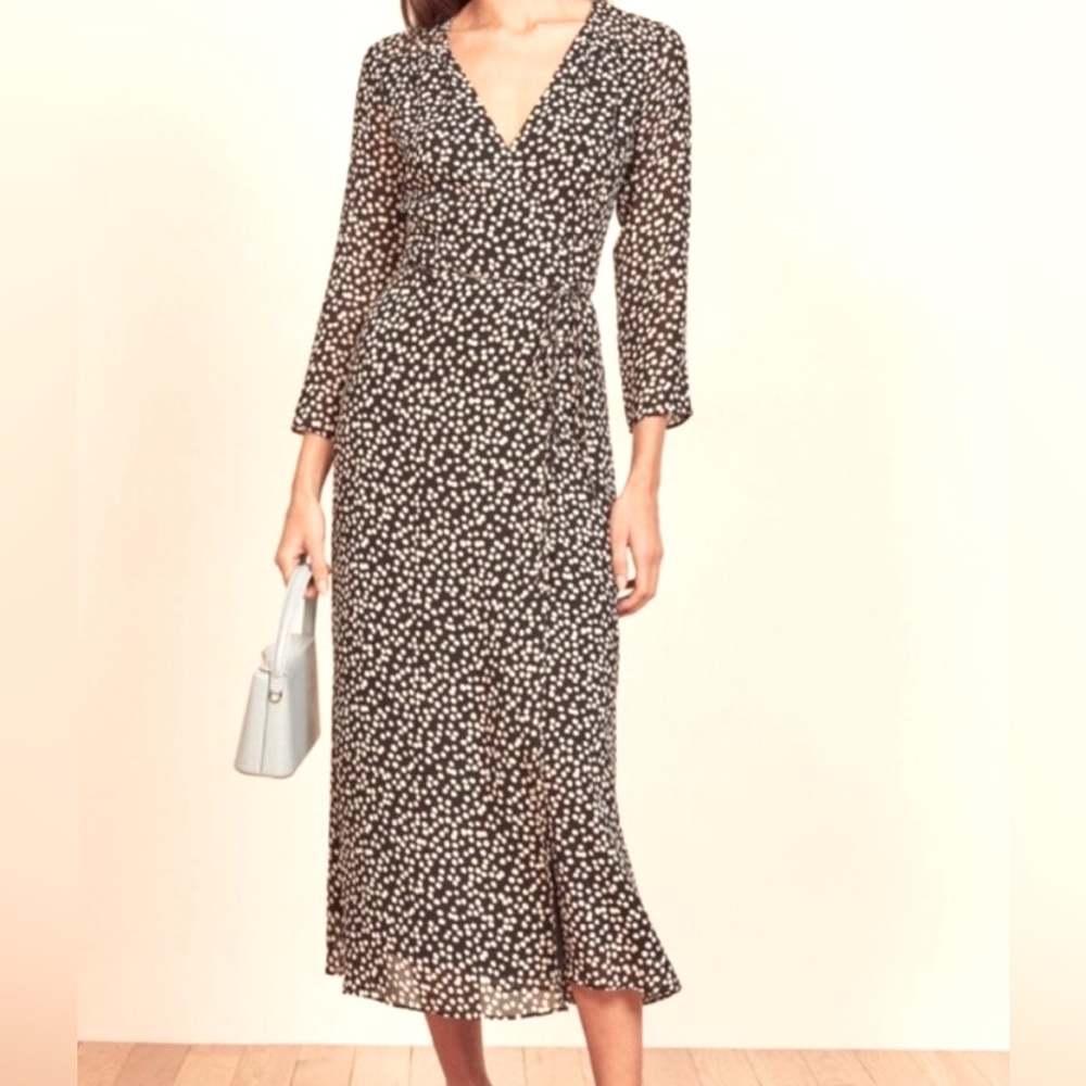 Reformation Alessandra pearls Black and White Midi Dress